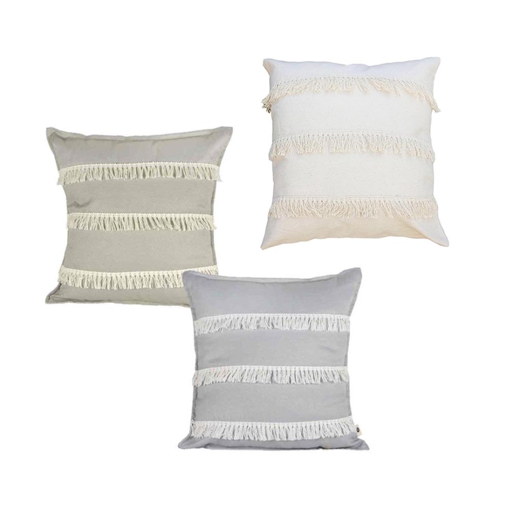 ALMOHADON LIENZO C/ FLECOS 45CM X 45 CM