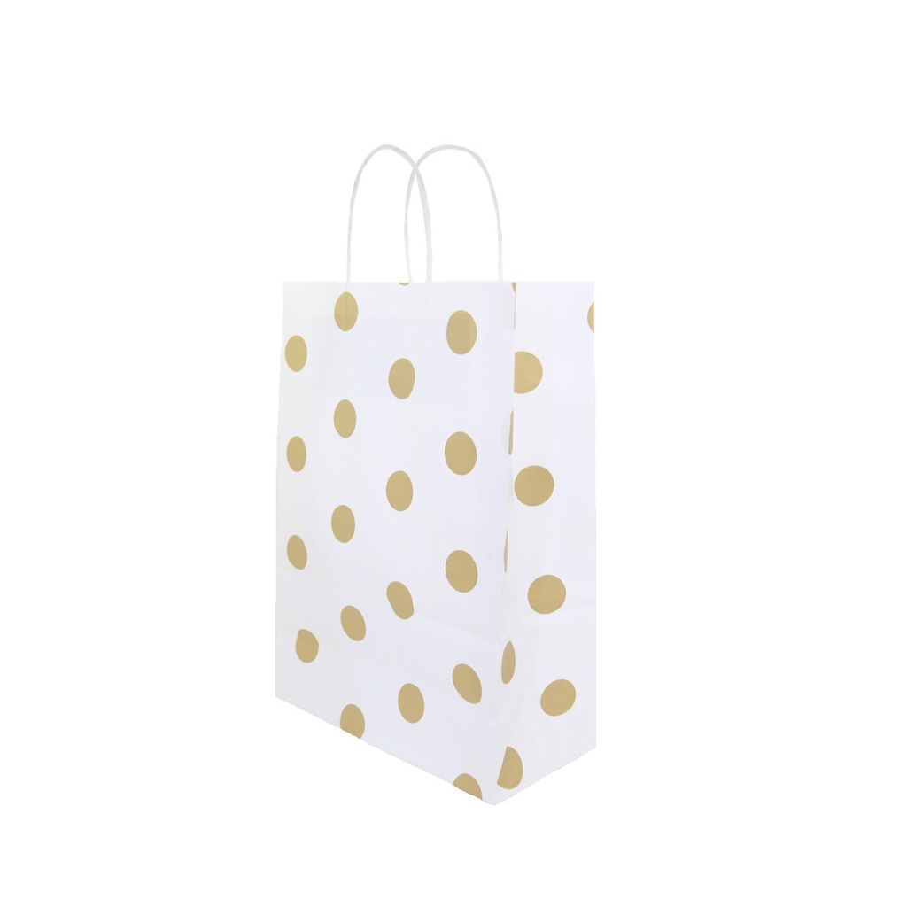 BOLSA P/ REGALO DECO LUNARES DORADOS 22 x 10 x 30cm