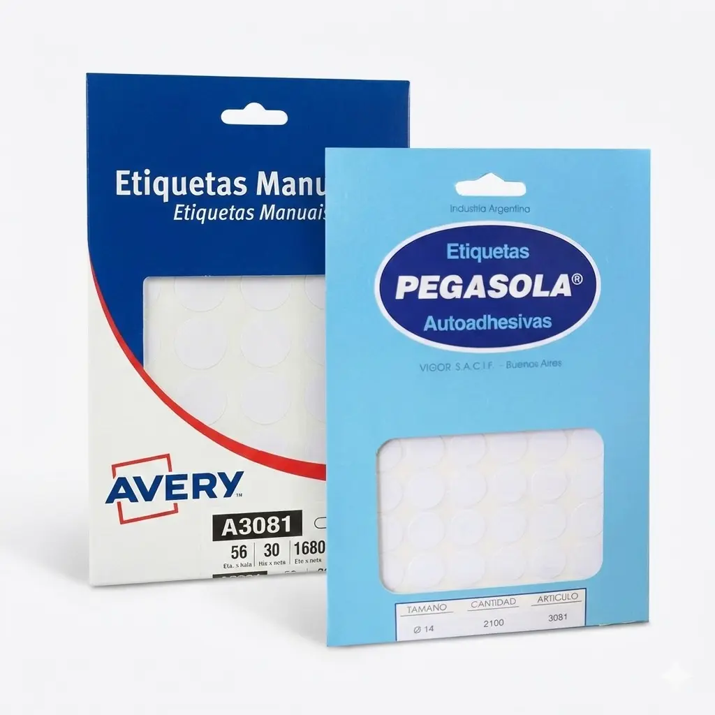 ETIQUETA PEGASOLA / AVERY AUTOADHESIVA OJALILLOS 14X14MM X70 / X56 ( A3081 )