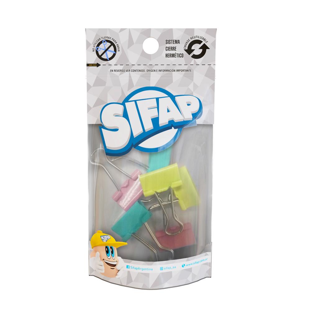 BROCHE APRIETA PAPEL COLOR SIFAP 19MM X6 E/ BO
