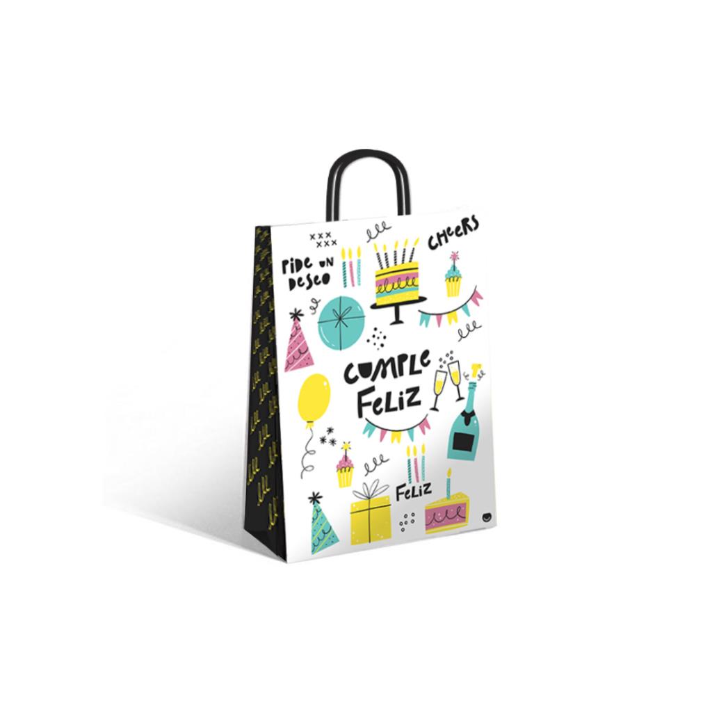 BOLSA P/ REGALO DECO 22 X 10 X 30CM FELIZ CUMPLE ( 44401718 )