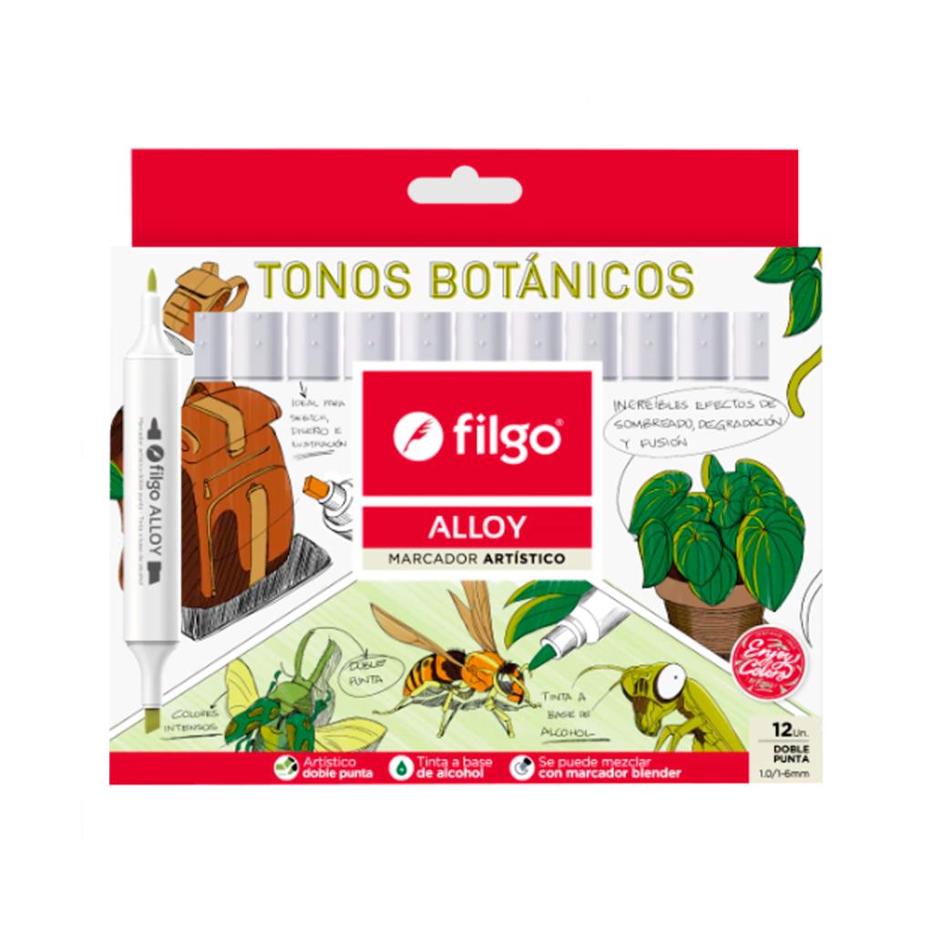 MARCADOR FILGO ALLOY DOBLE PUNTA TONOS BOTANICOS X12 (2-BOT)
