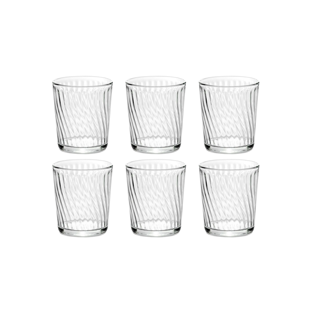 &VASO VIDRIO 250ML TORNADO BAJO DURAX X6 E/ CJ 