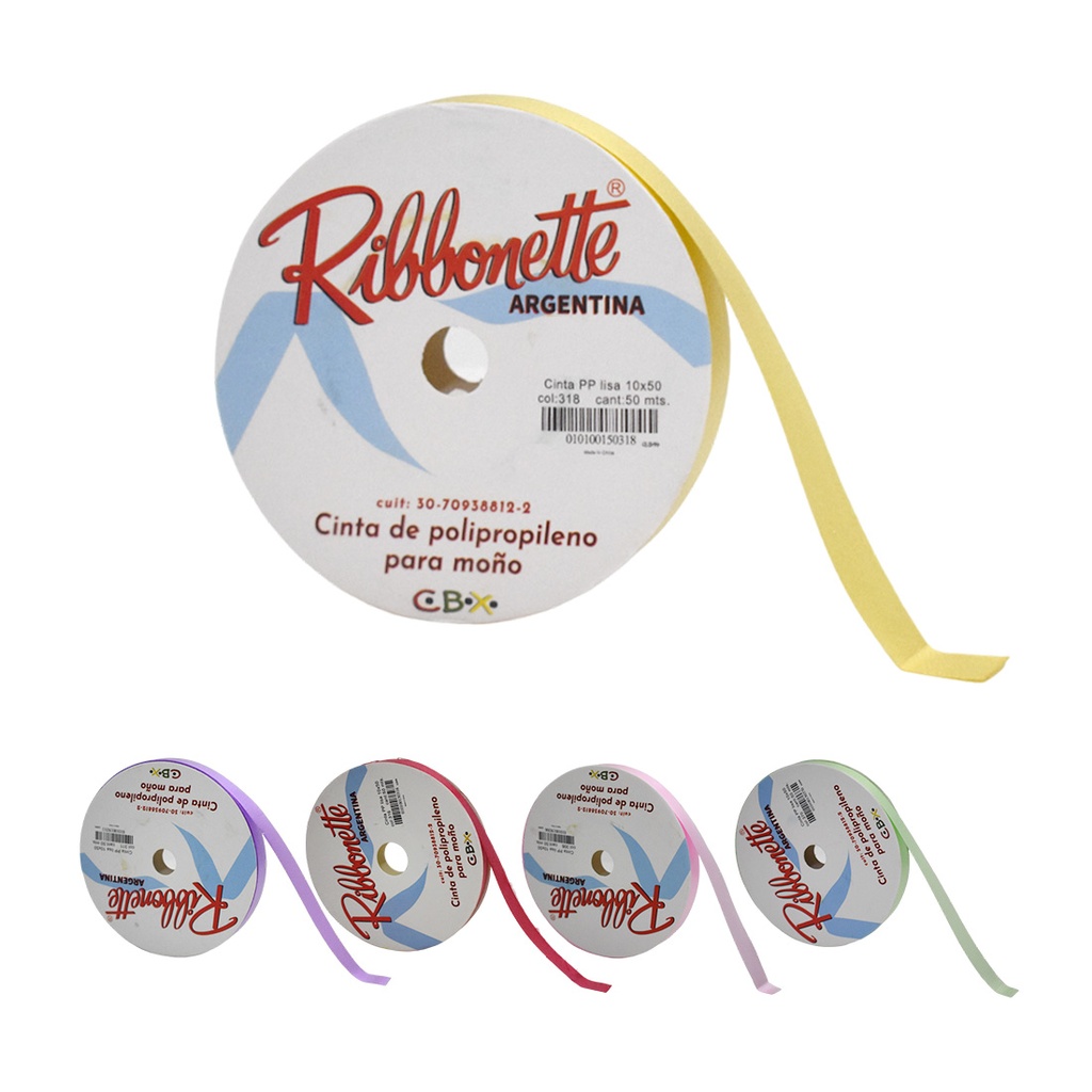 CINTA POLIPROPILENO P/ MOÑO LISA 10MM X 50MTS