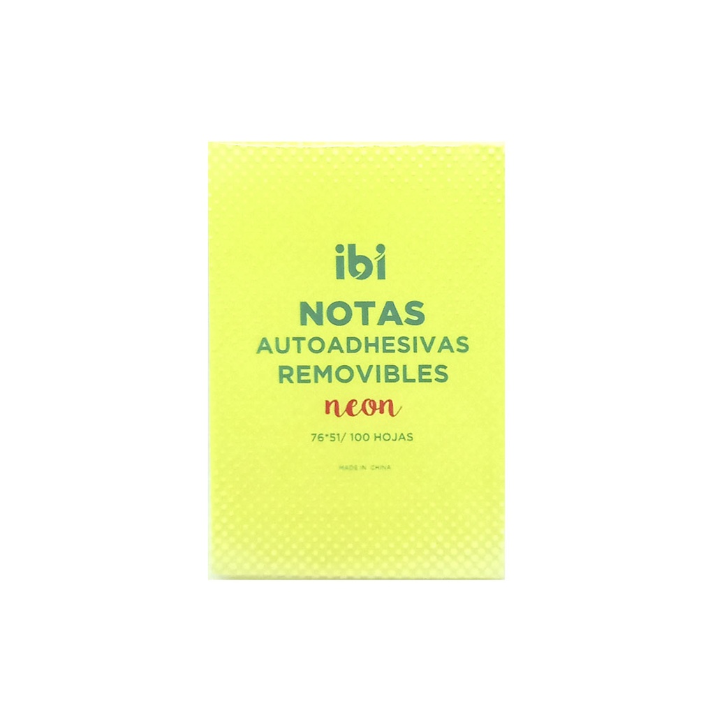 NOTAS ADHESIVAS IBI AMARILLO NEON 76 X 51MM X 100HJS