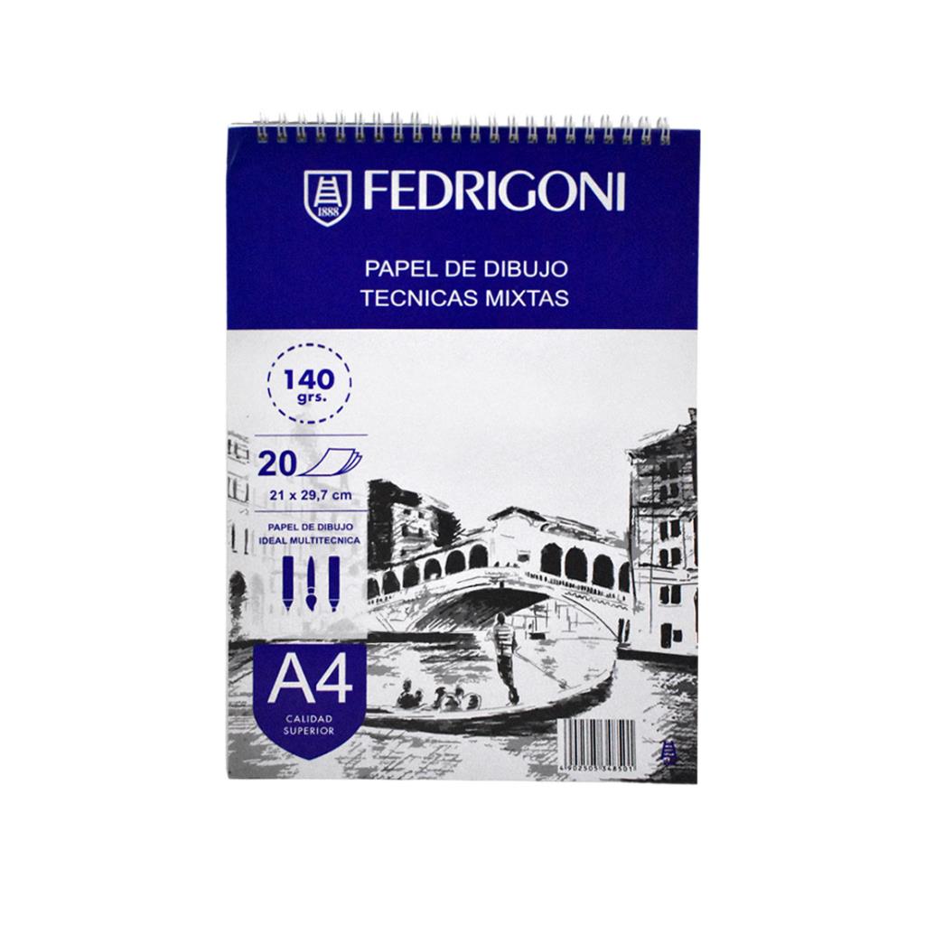 BLOCK DE DIBUJO A4 TECNICAS MIXTAS 140GRS 20HJS FEDRIGONI ( 640998 )