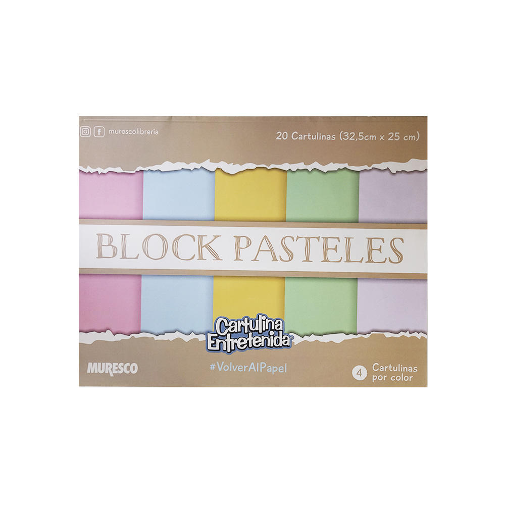 BLOCK MURESCO CARTULINAS PASTELES X 20HJS