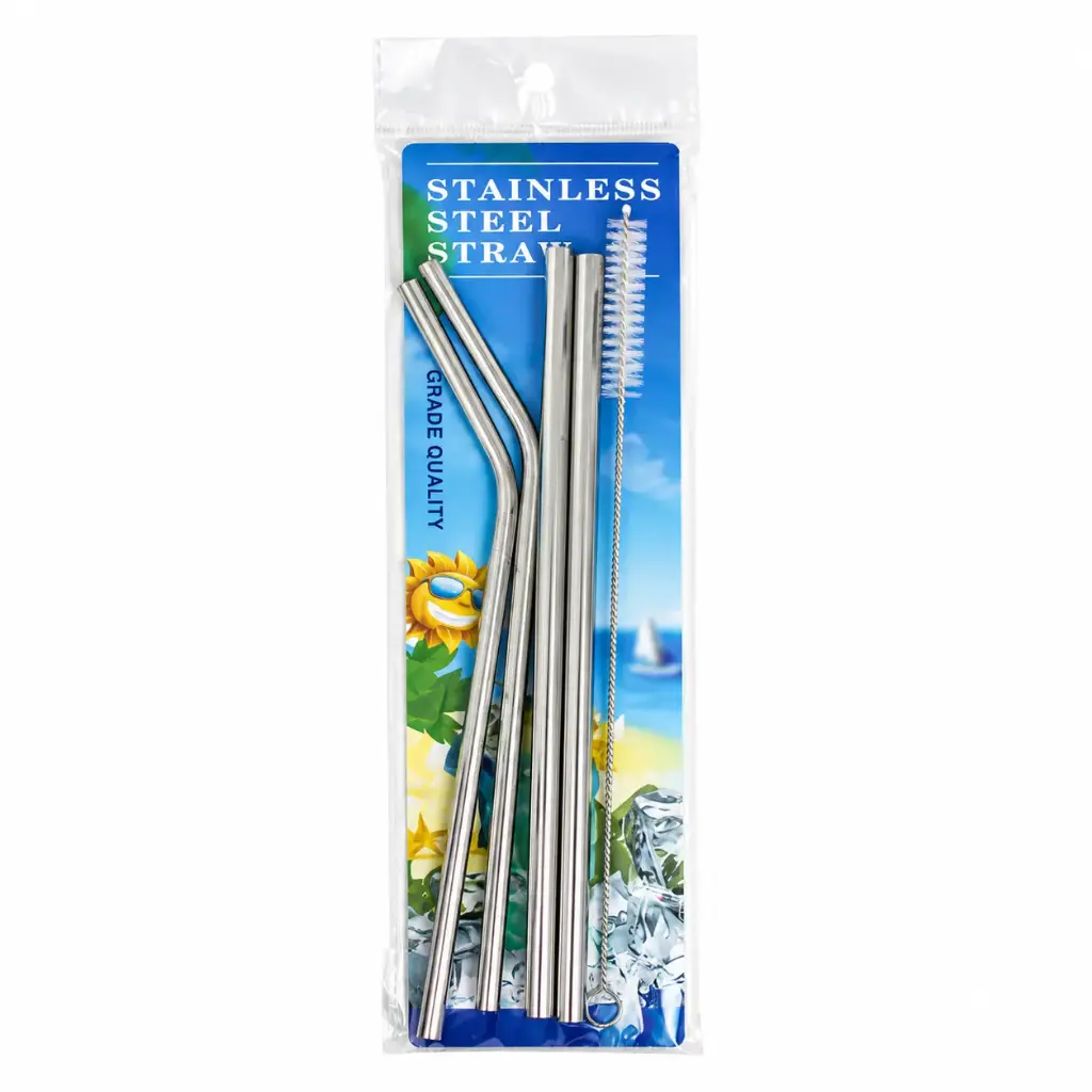 SORBETE METALICO 21CM X4 Y CEPILLO LIMPIA BOMBILLA E/ BO ( CN17936 )