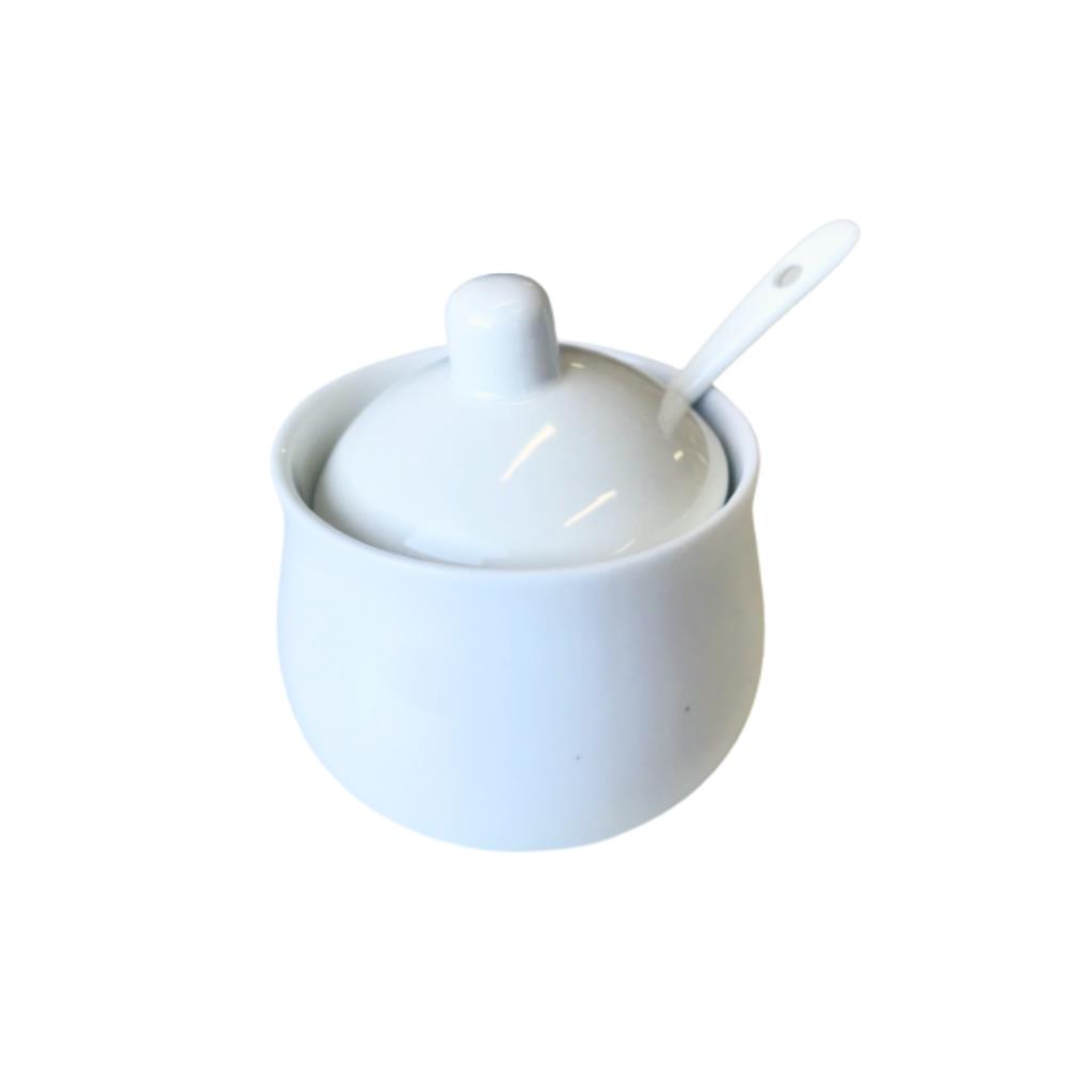 AZUCARERA CERAMICA C/ TAPA Y CUCHARA 220CC ( AD153-02 )