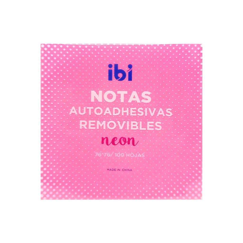NOTAS ADHESIVAS IBI ROSA NEON 76 X 76MM X100HJS ( 065056 )
