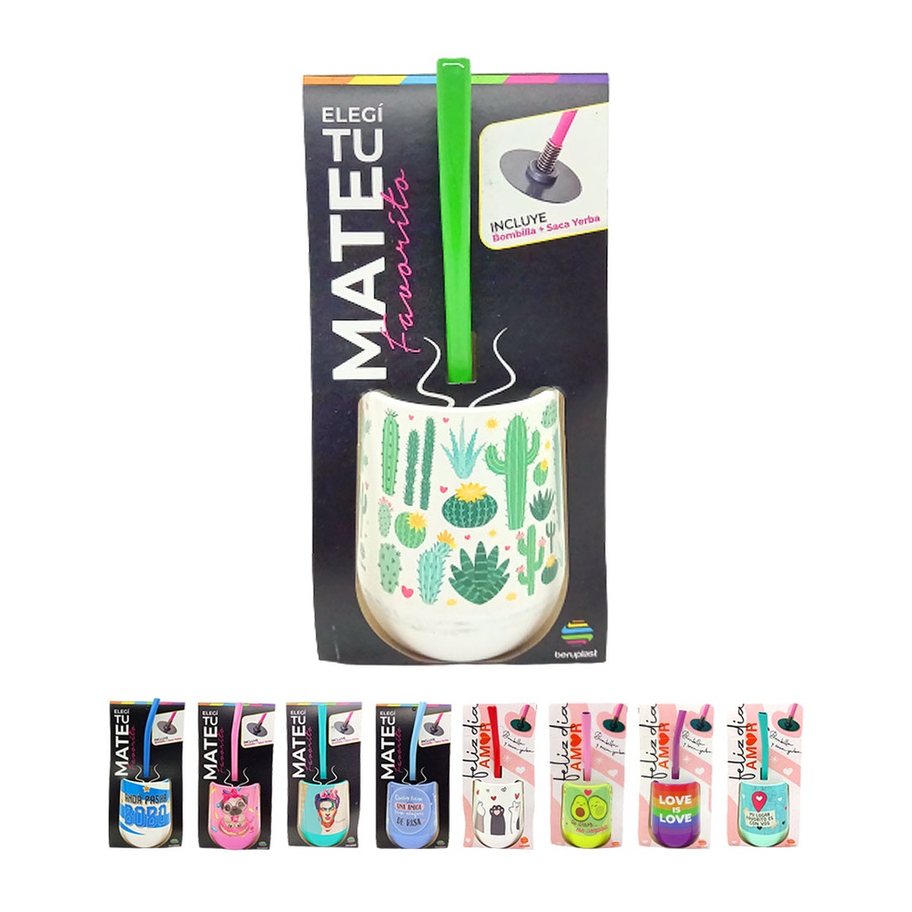 MATE PLASTICO DECO C/ BOMBILLA AUTOLIMPIANTE e/Ct