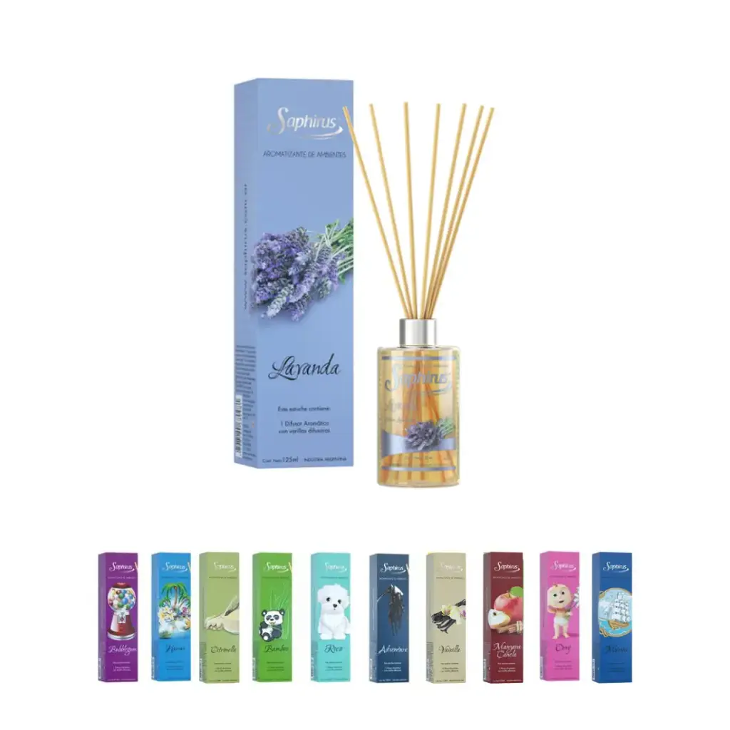 DIFUSOR AROMATICO C/ ESENCIA Y 8 VARILLAS 125cc e/Cj