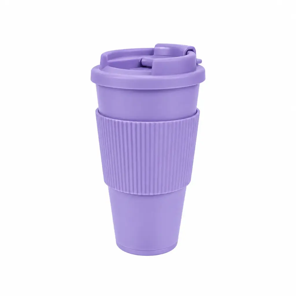 VASO TERMICO PLASTICO C/ BANDA Y TAPA 400ML