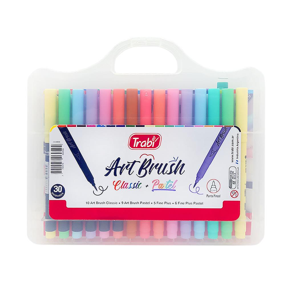 &SET MARCADOR ART BRUSH X30 TRABI E/ VALIJA