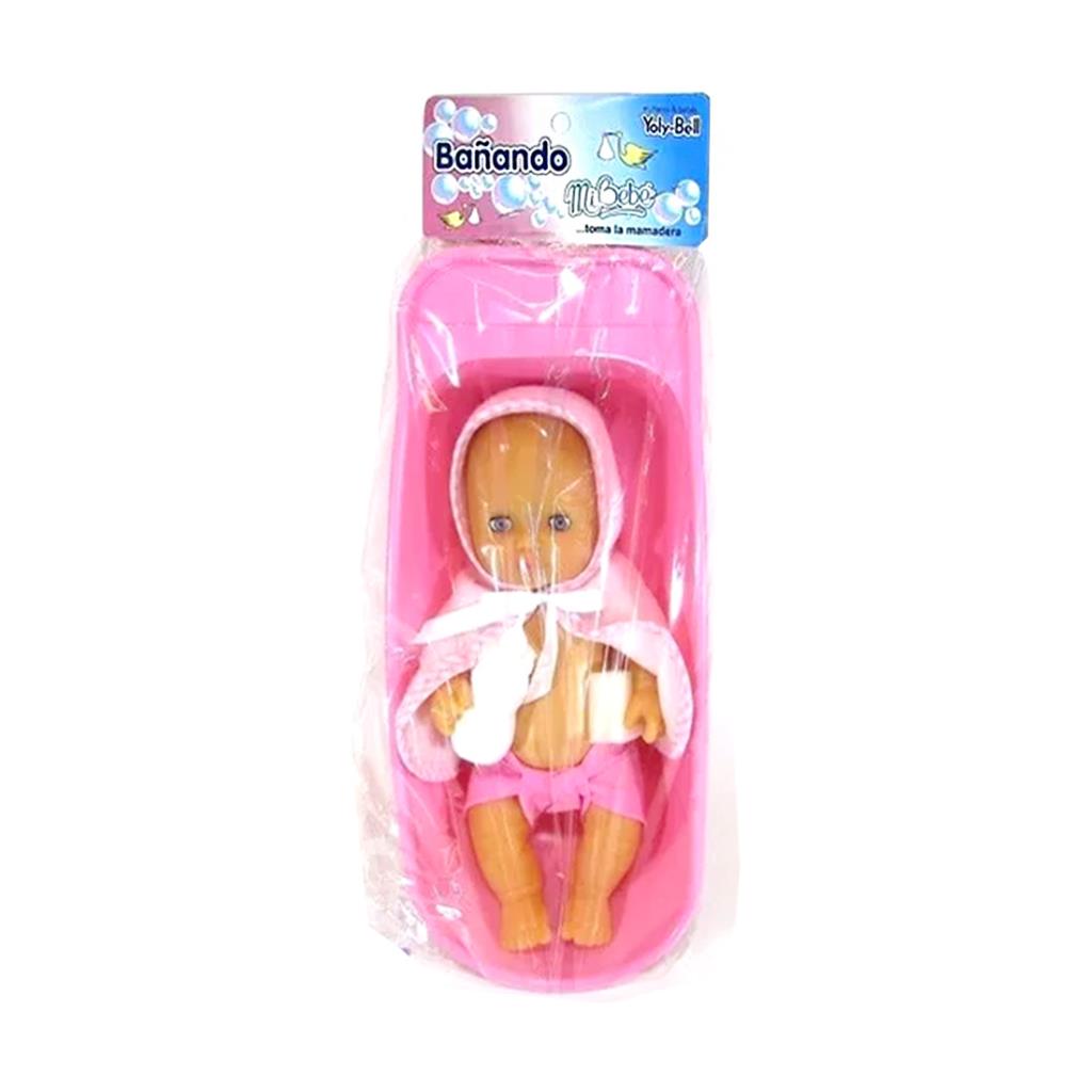 BEBE C/ BAÑERA ESPONJA Y MAMADERA YOLY-BELL E/BO ( 164 )