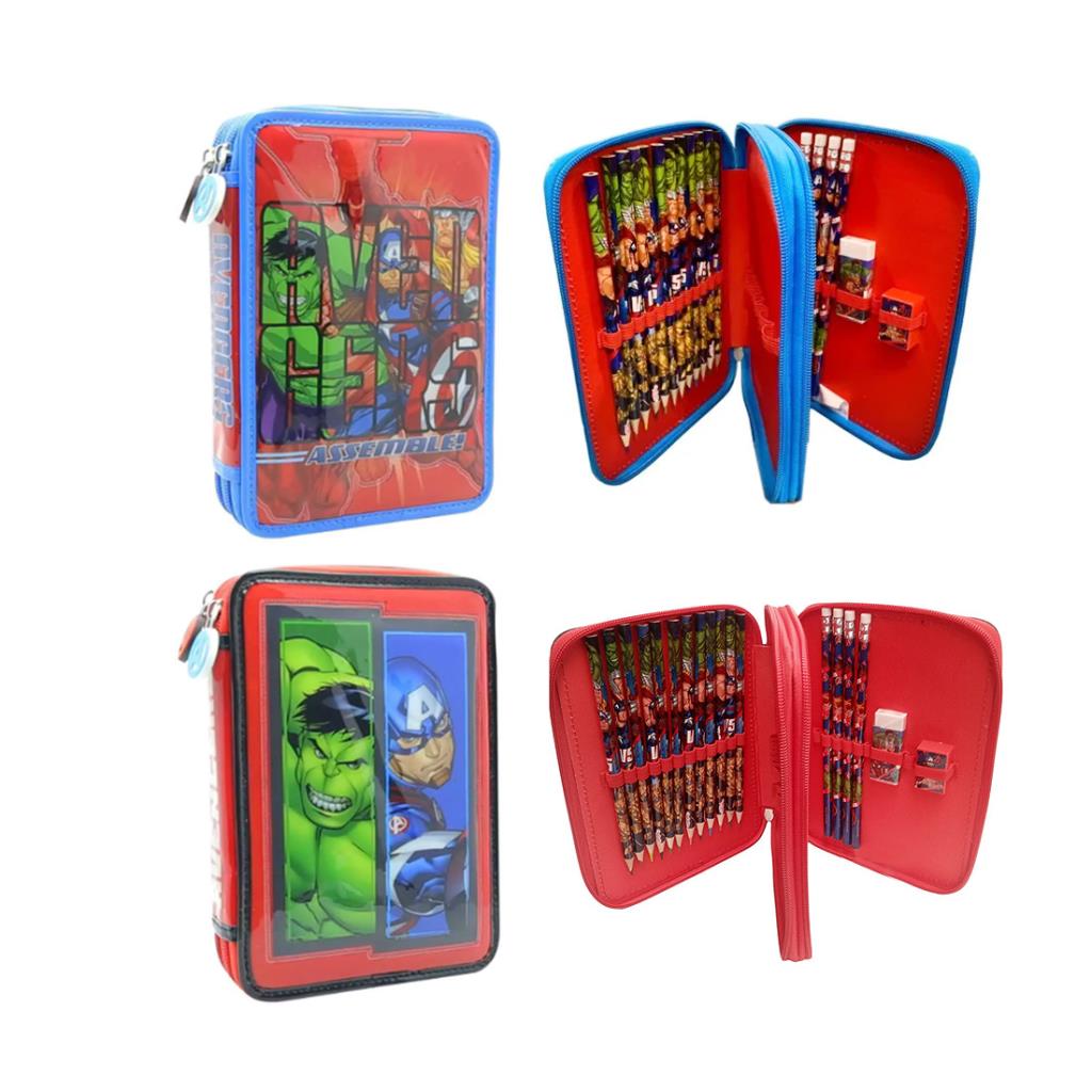 SET ESCOLAR CARTUCHERA C/ UTILES AVENGERS E/BO ( SP874 )