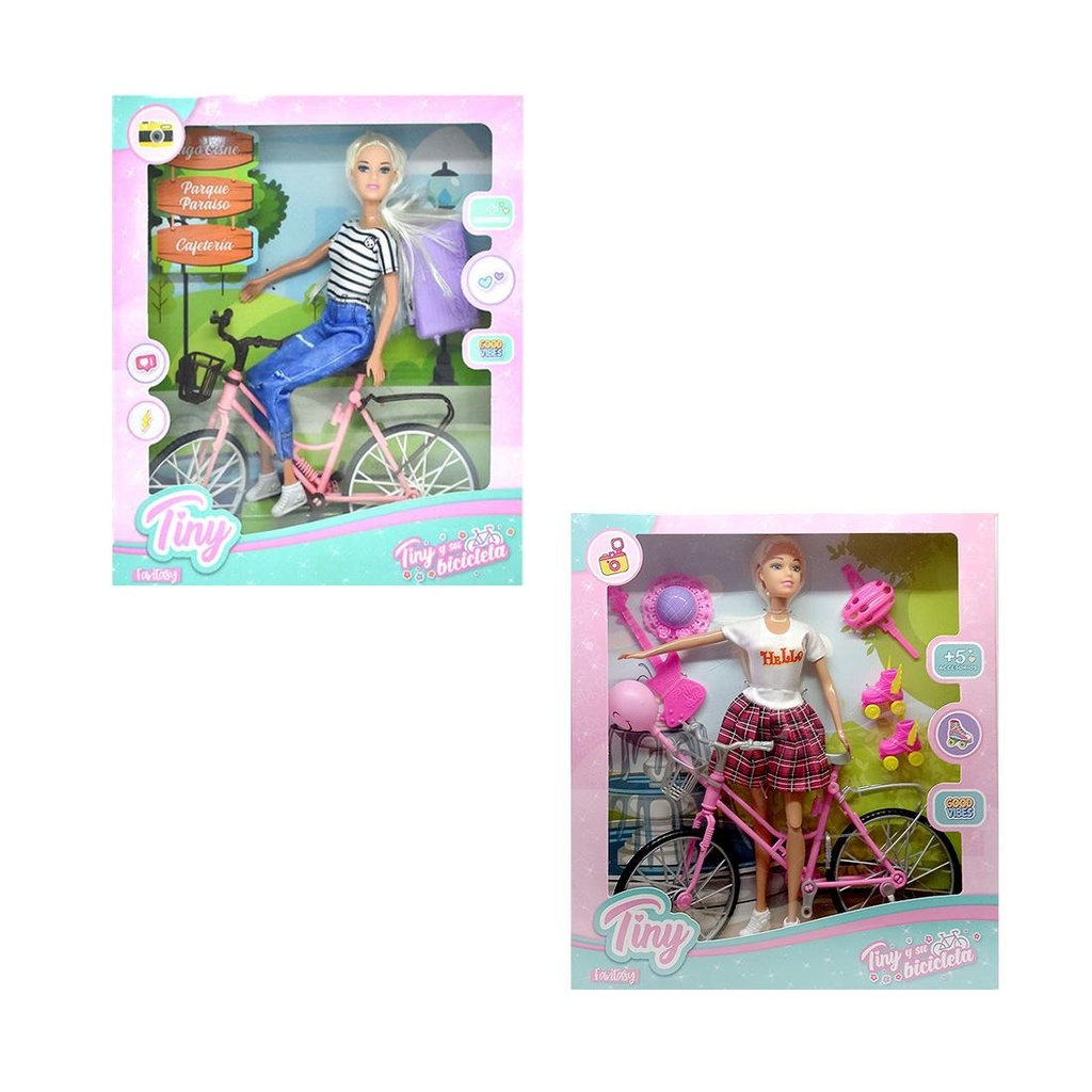 MUÑECA TINY FANTASY C/ SU BICICLETA Y ACCESORIOS E/ CJ ( 53411 / 62137 )