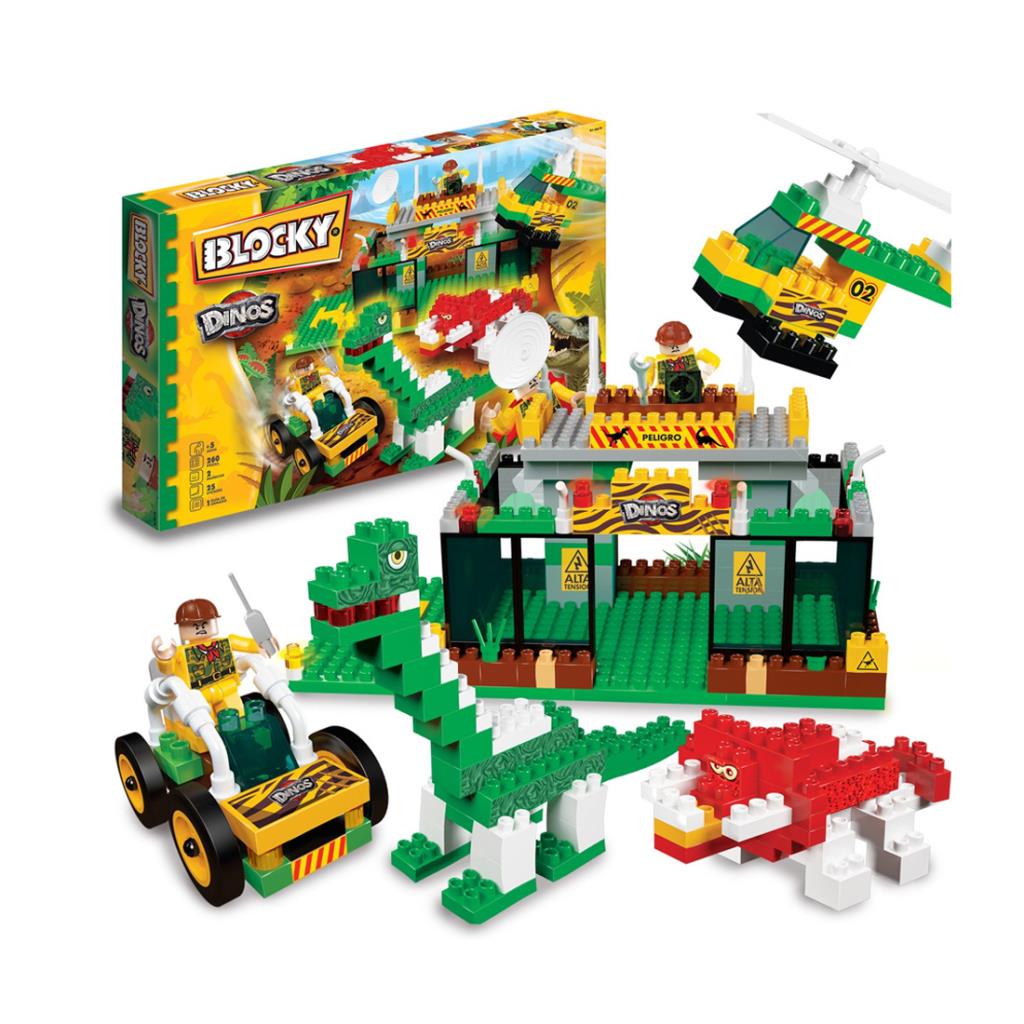 BLOQUES ENCASTRABLES BLOCKY DINOS 260PZS