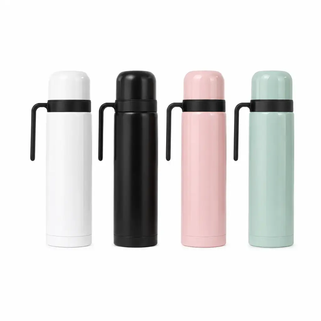 &TERMO BALA ACERO INOX 1LT COLOR C/ MANIJA E/ CJ ( AR-1060 )