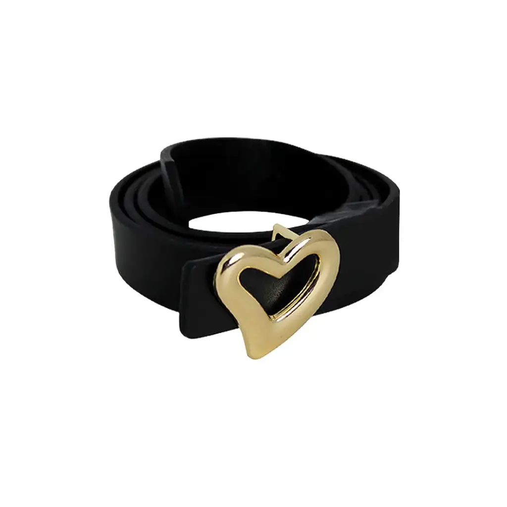 CINTO NEGRO C/ HEBILLA REMOVIBLE CORAZON 110cm ( ES25116 )