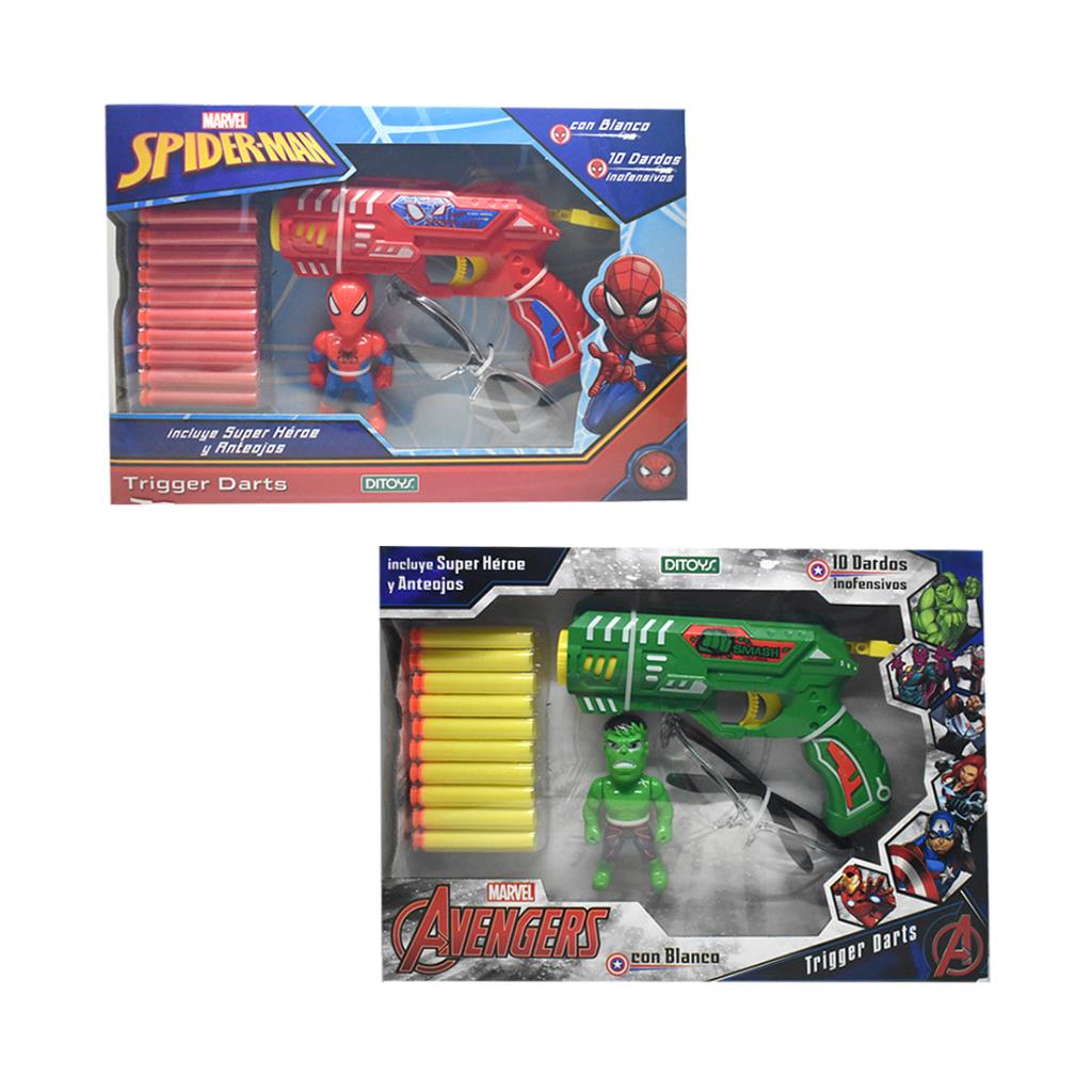 PISTOLA LANZA DARDOS AVENGERS C/ ACCESORIOS E/CJ