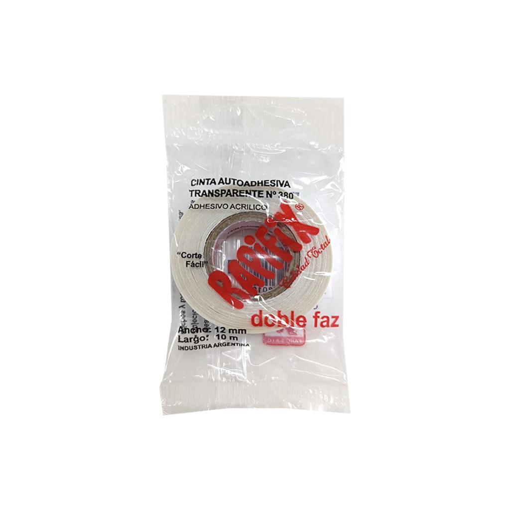 CINTA ADHESIVA TRANSPARENTE RAPIFIX DOBLE FAZ 12MM X 10MTS E/ BO ( 380 )