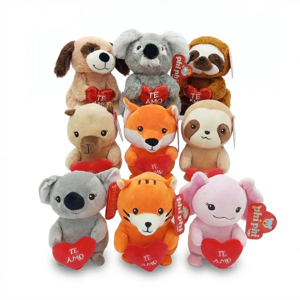 PELUCHE ANIMAL C/CORAZON TE AMO 18CM ( 1736 )