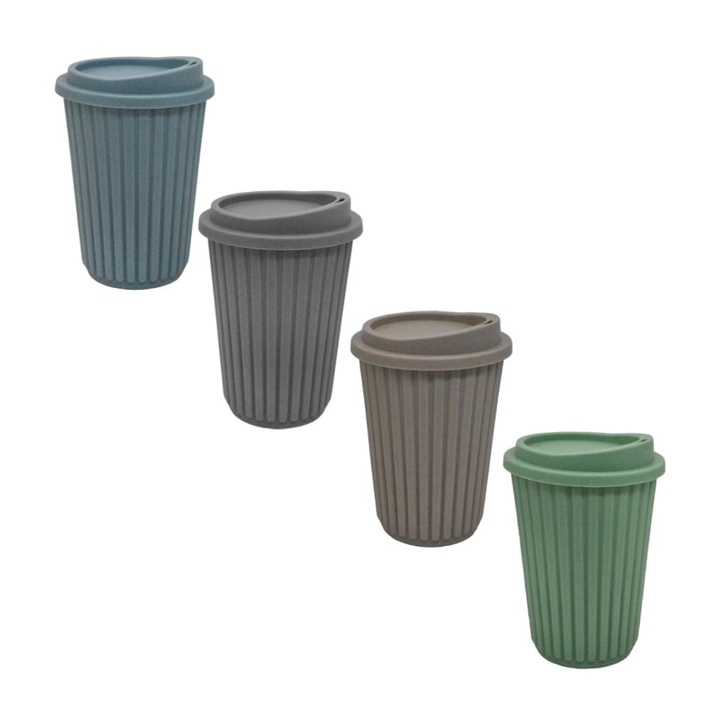 VASO TERMICO PLASTICO C/ TAPA RAYADO ( 6376 )