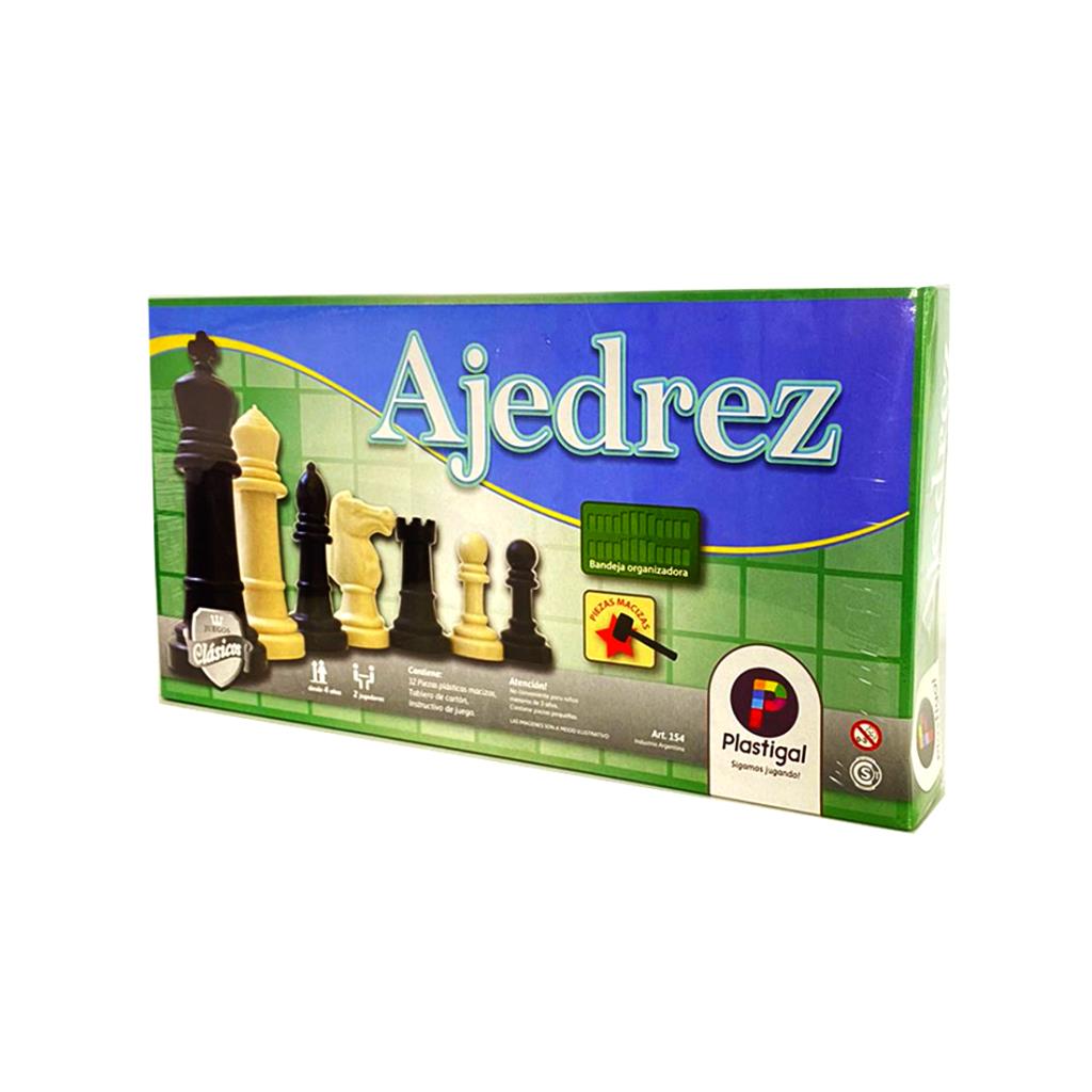 AJEDREZ MACIZO C/ BANDEJA ORGANIZADORA 40CM X 40CM  ( 154 )