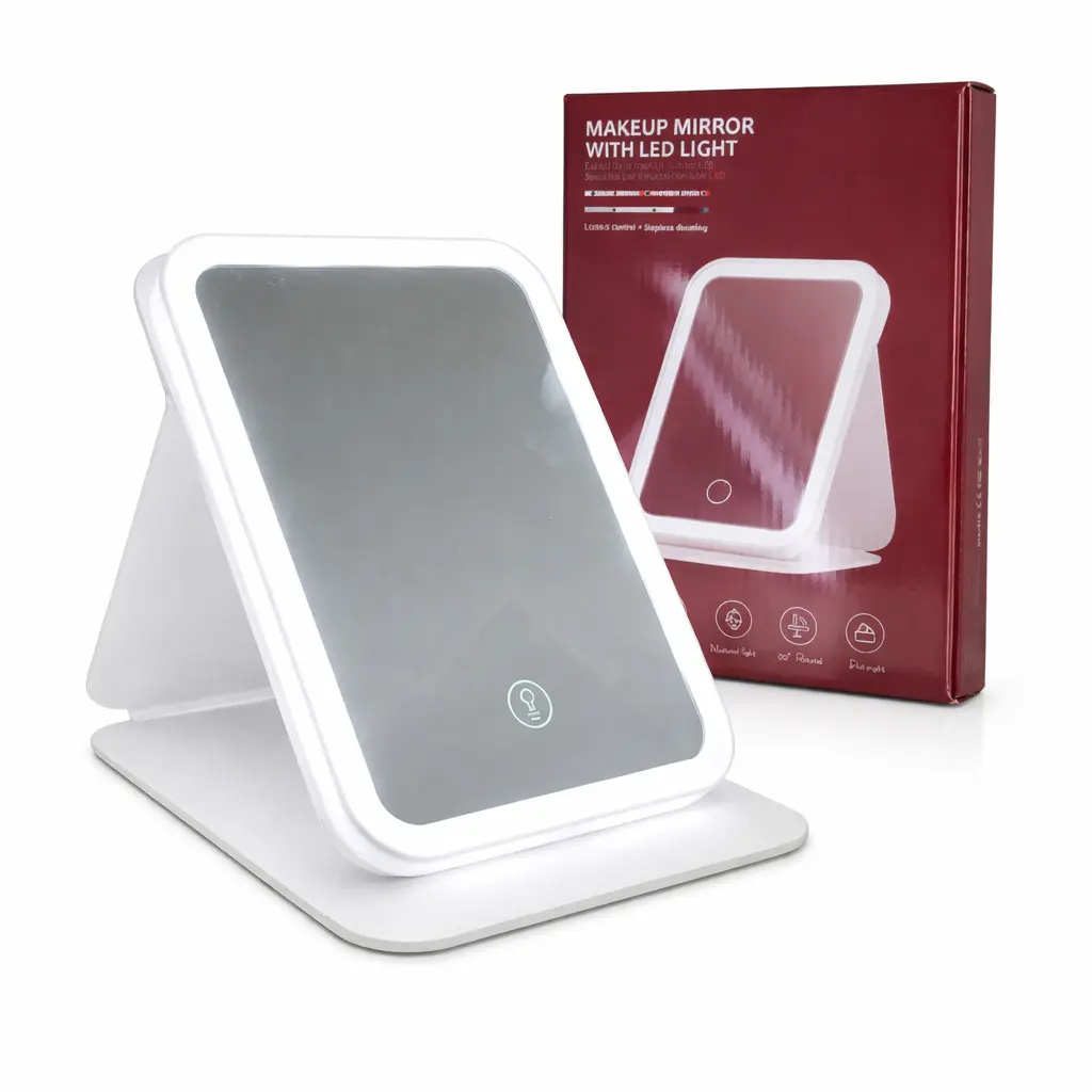 ESPEJO RECTANGULAR C/ LUZ LED TACTIL 21X14CM E/ CJ ( DL20439 )