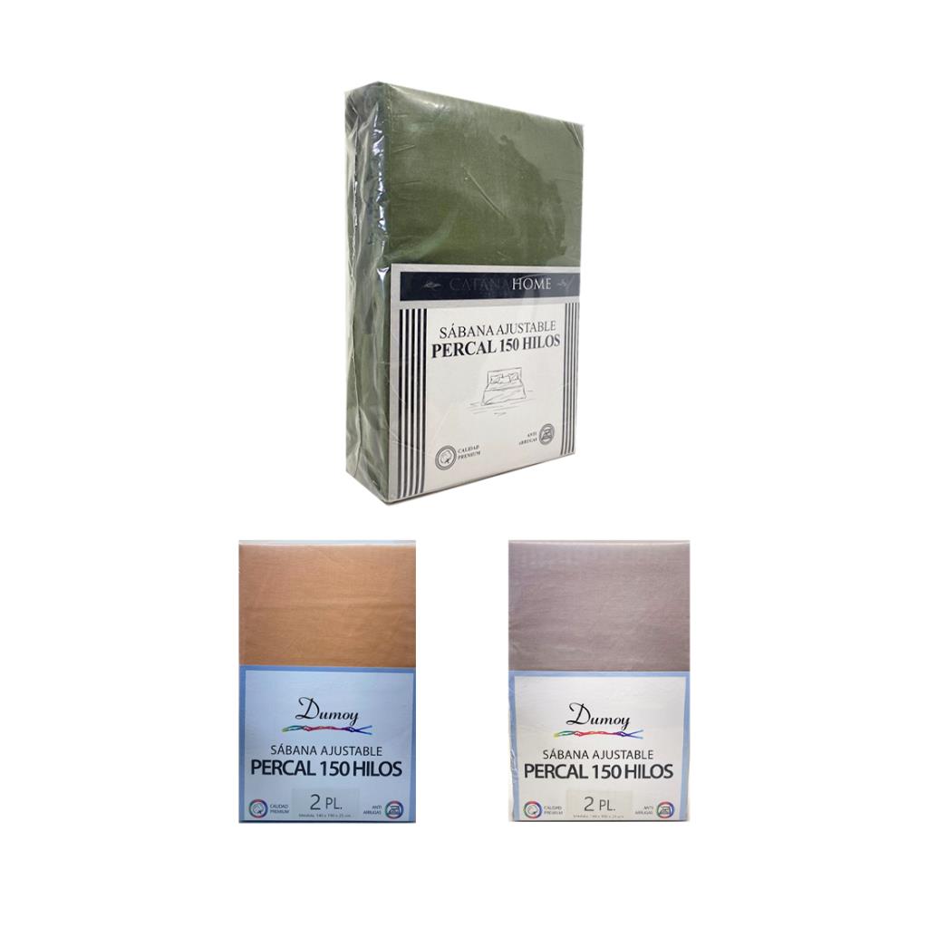 SABANA PERCALTS150 HILOS AJUSTABLE 2 PLZ 140CM X 190CM