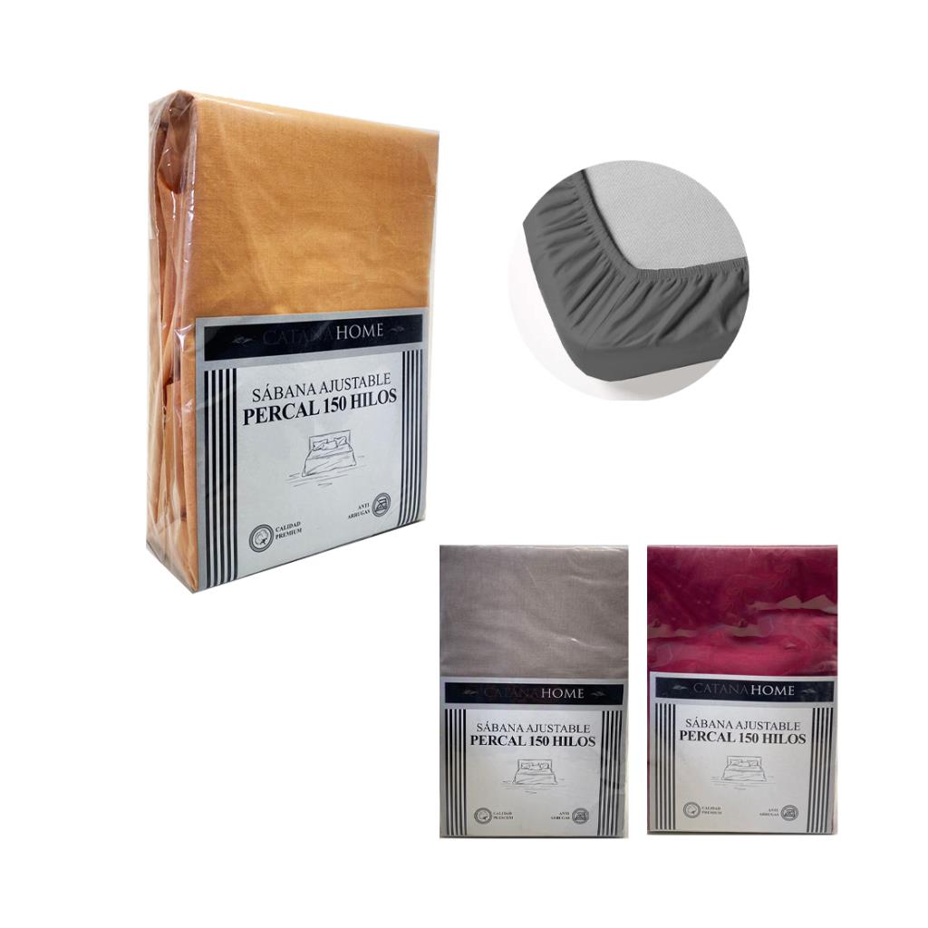 SABANA PERCALTS150 HILOS AJUSTABLE 1 1/2 PLZ 90CM X 190CM