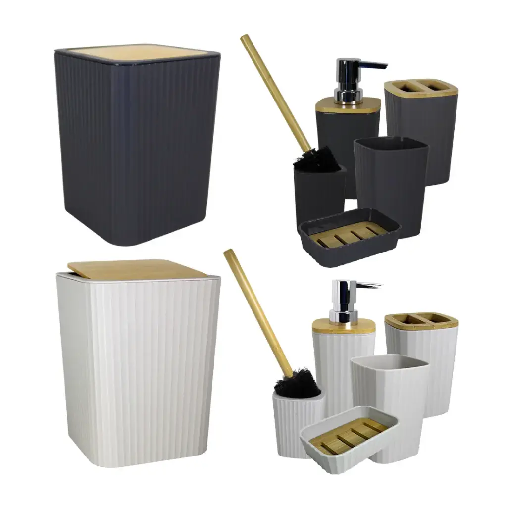 SET DE BAÑO PLASTICO BAMBOO x6 pzs ( 72251 )