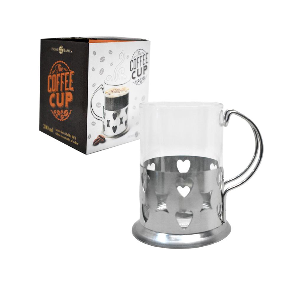 TAZA VIDRIO Y ACERO 220 CC E/CJ ( AD151-06 )