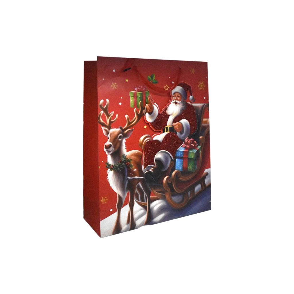 BOLSA NAVIDAD C/APLIQUE 40X30X12CM ( NS348813 / NS348815 )