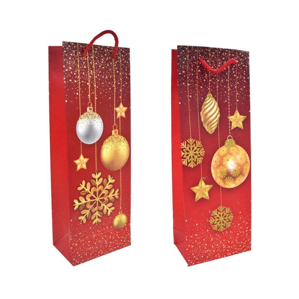 BOLSA NAVIDAD GLITTER C/CORDON 36X13X8CM ( NS348819 )