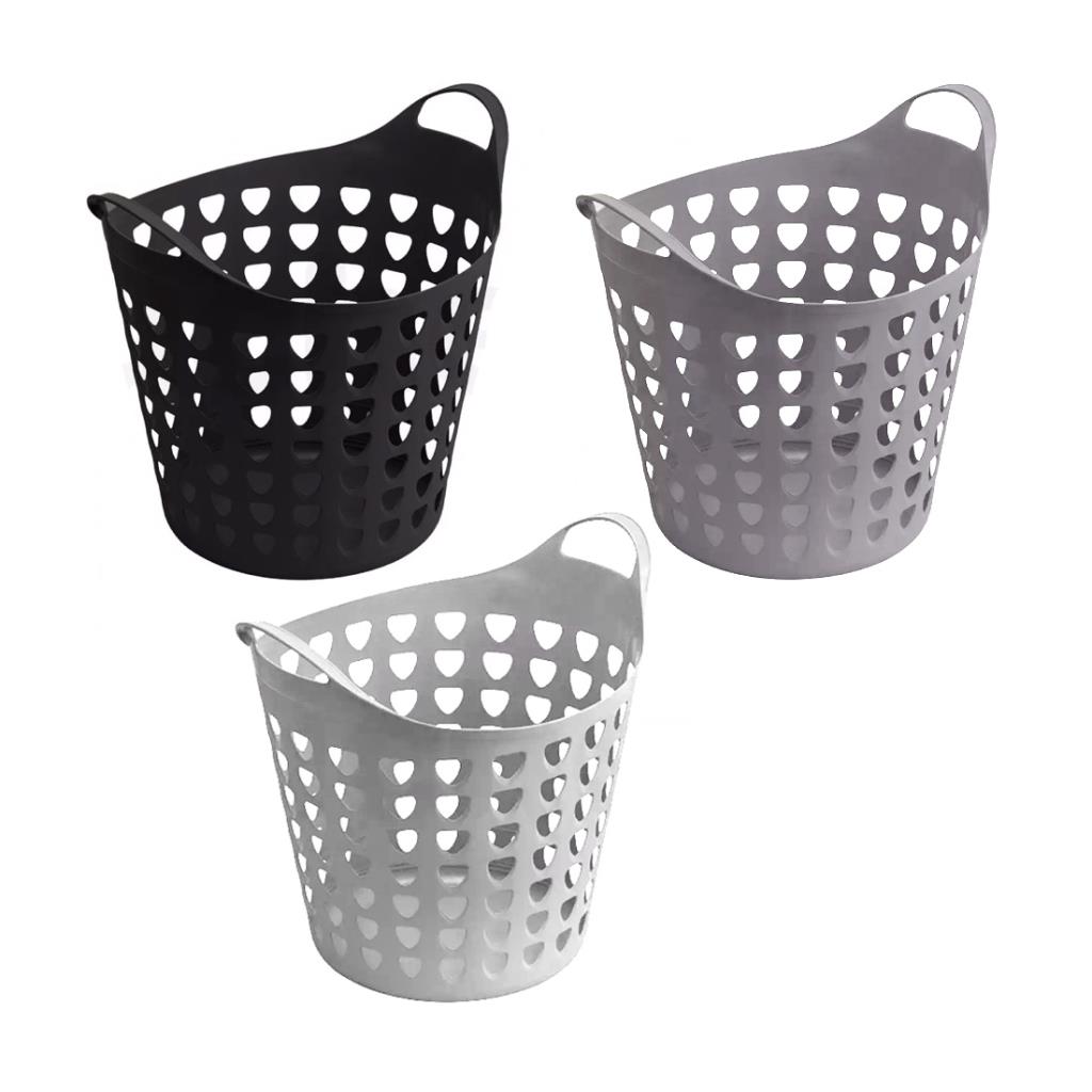 CANASTO P/ ROPA PLASTICO CALADO C/ MANIJAS 40cm 