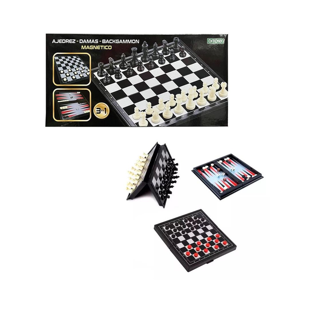 AJEDREZ DAMAS BACKGAMMON MAGNETICO 3 EN 1 E/ CJ ( 2779 )
