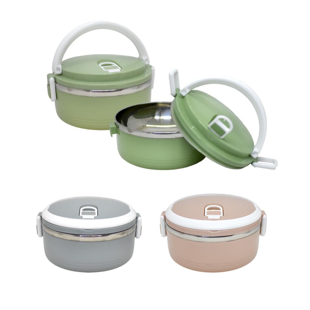 LONCHERA TERMICA REDONDA PLASTICA / ACERO 14X7CM