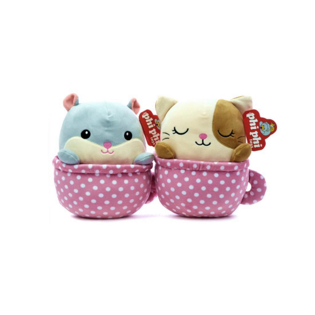 PELUCHE GATO EN TAZA 23CM ( 8196 ) 