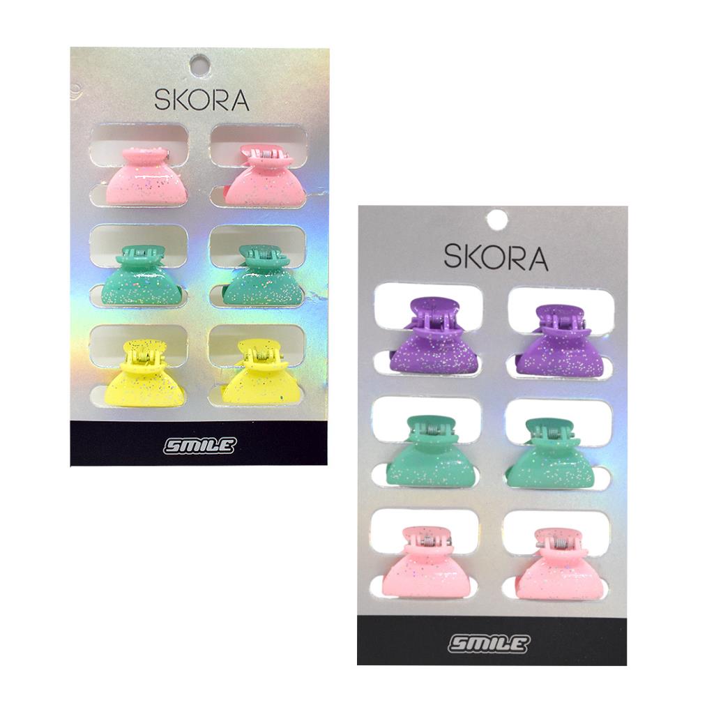 BROCHE P/ CABELLO MINI COLORES C/ GLITTER X6 ( 34492 )