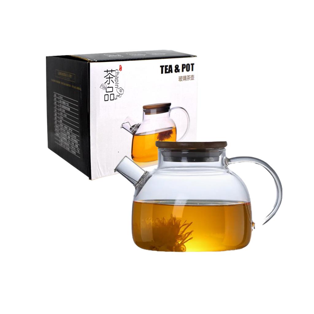 JARRA DE VIDRIO C/ PICO Y TAPA DE BAMBOO 1 LTS E/CJ