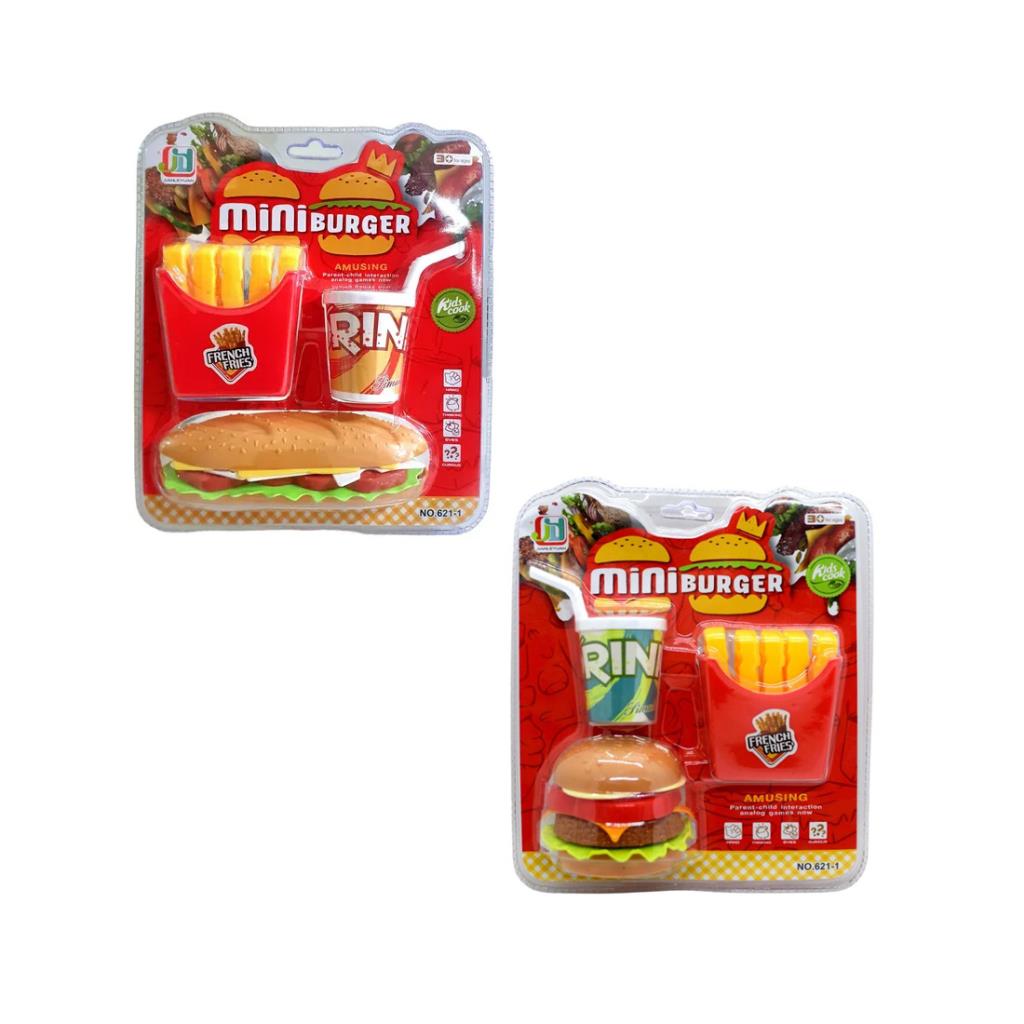 HAMBURGUESA DESARMABLE C/ PAPAS GRANDES Y GASEOSA E/ BL ( 54630 )