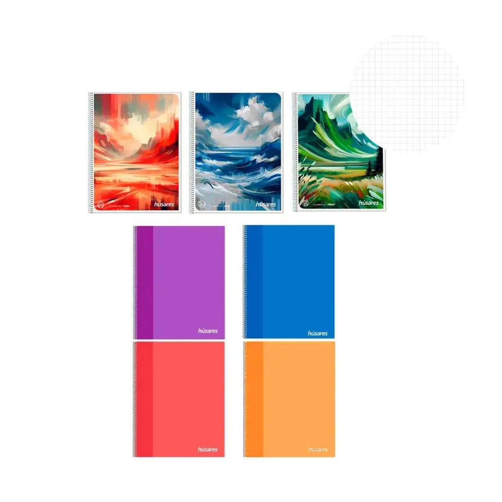 CUADERNO A4 C/ ESPIRAL HUSARES CUADRO 80 HOJAS