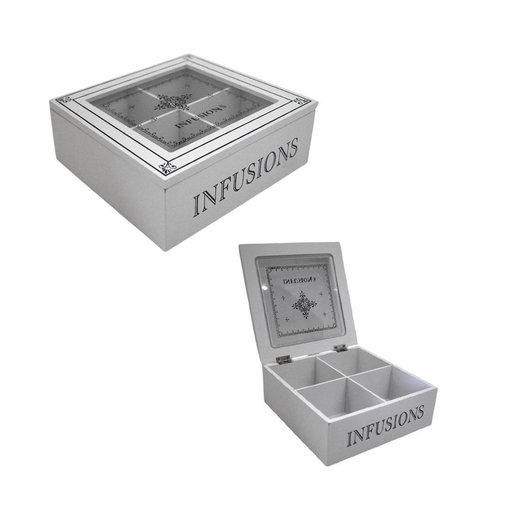 CAJA DE MADERA P/ TE 4 DIVISIONES C/ VISOR ( 1140911 )