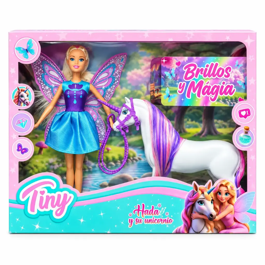 MUÑECA TINY HADA C/ SU UNICORNIO E/ CJ ( 53902 )