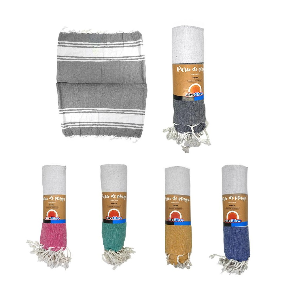 &PAREO DE PLAYA FOUTA C/ FLECOS 1.60MTS X 90CM