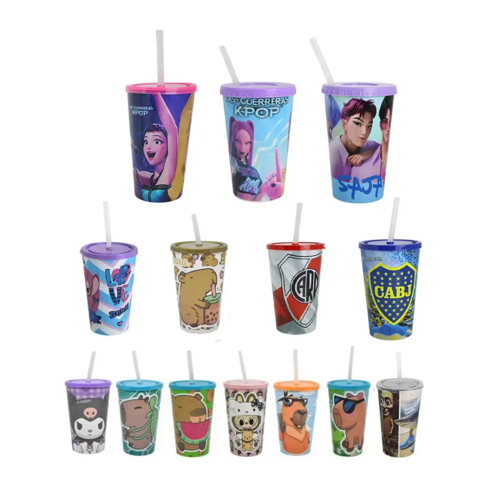 VASO PERSONAJES C/ SORBETE 500CC