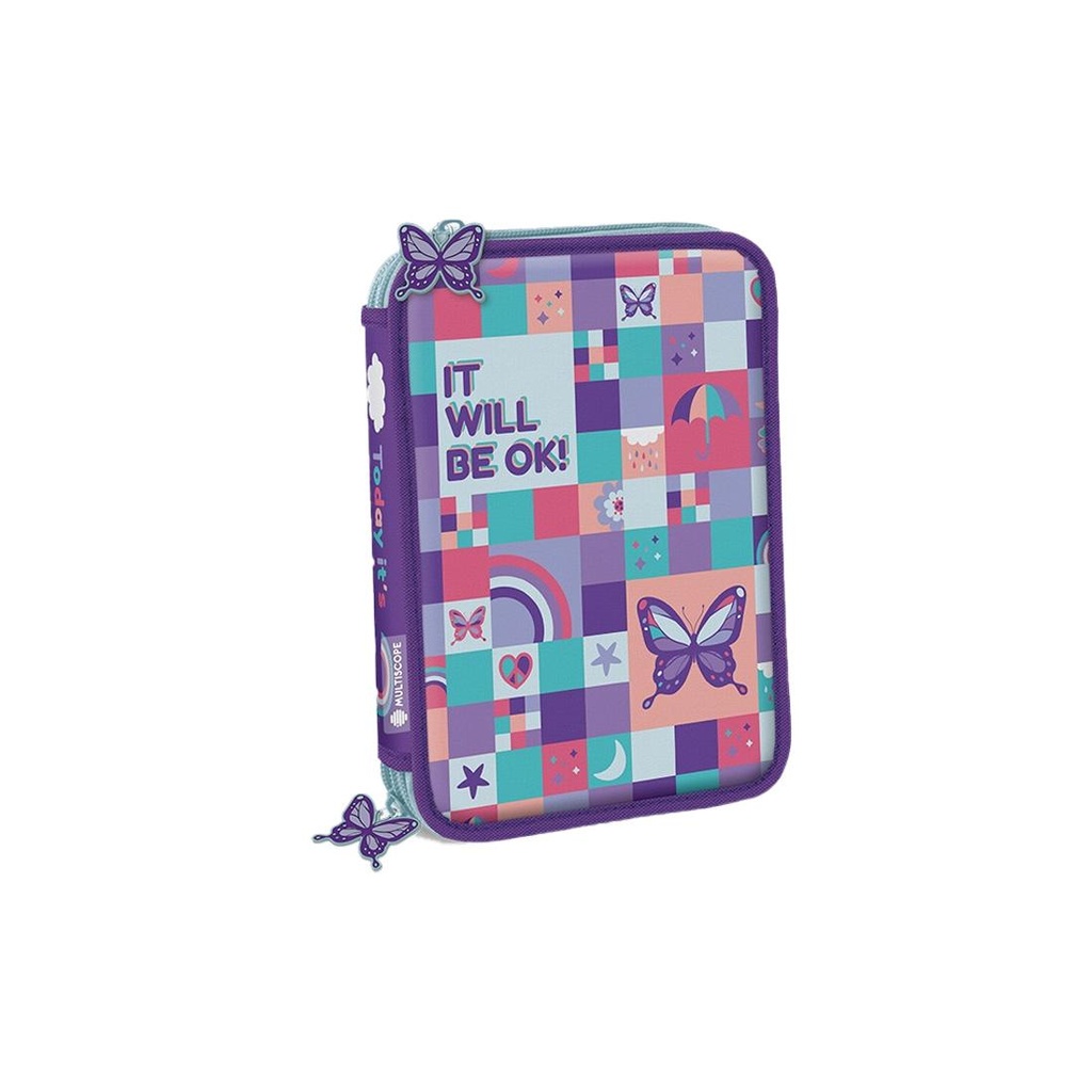 CARTUCHERA MARIPOSAS MULTISCOPE 2 PISOS