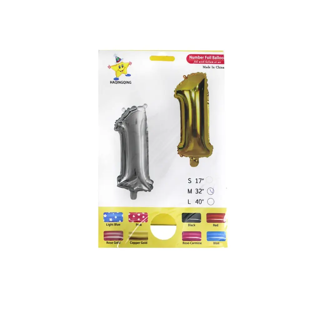 GLOBO METALIZADO NUMERO 1 32" E/BO